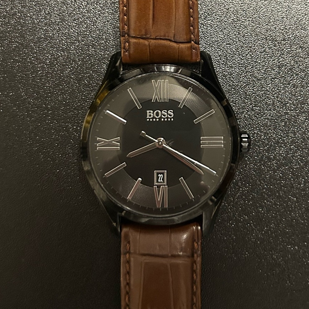 1513023' | BROWN CROC-EMBOSSED STRAP 3-HAND QUARTZ AMBASSADOR WATCH - Picture 2 of 5